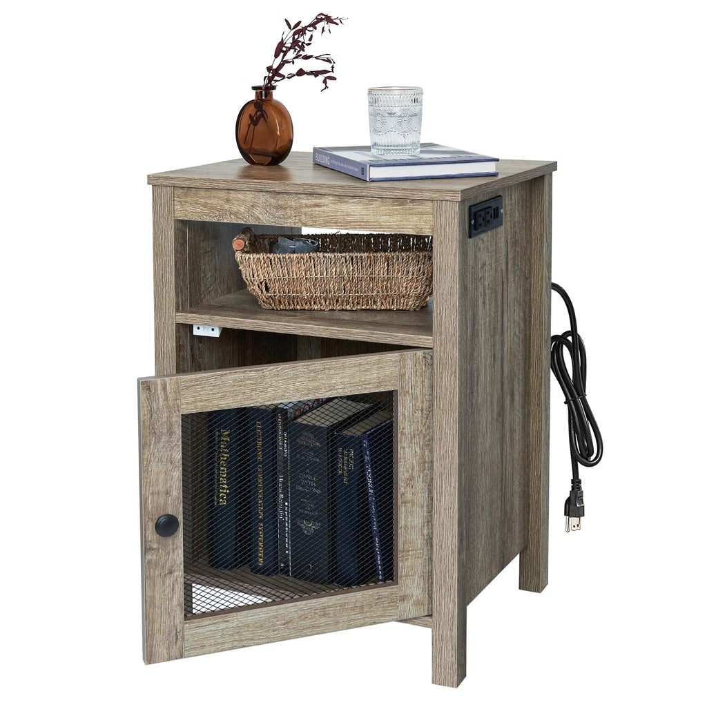 Wood End Table with USB Ports & Power Outlets B3225