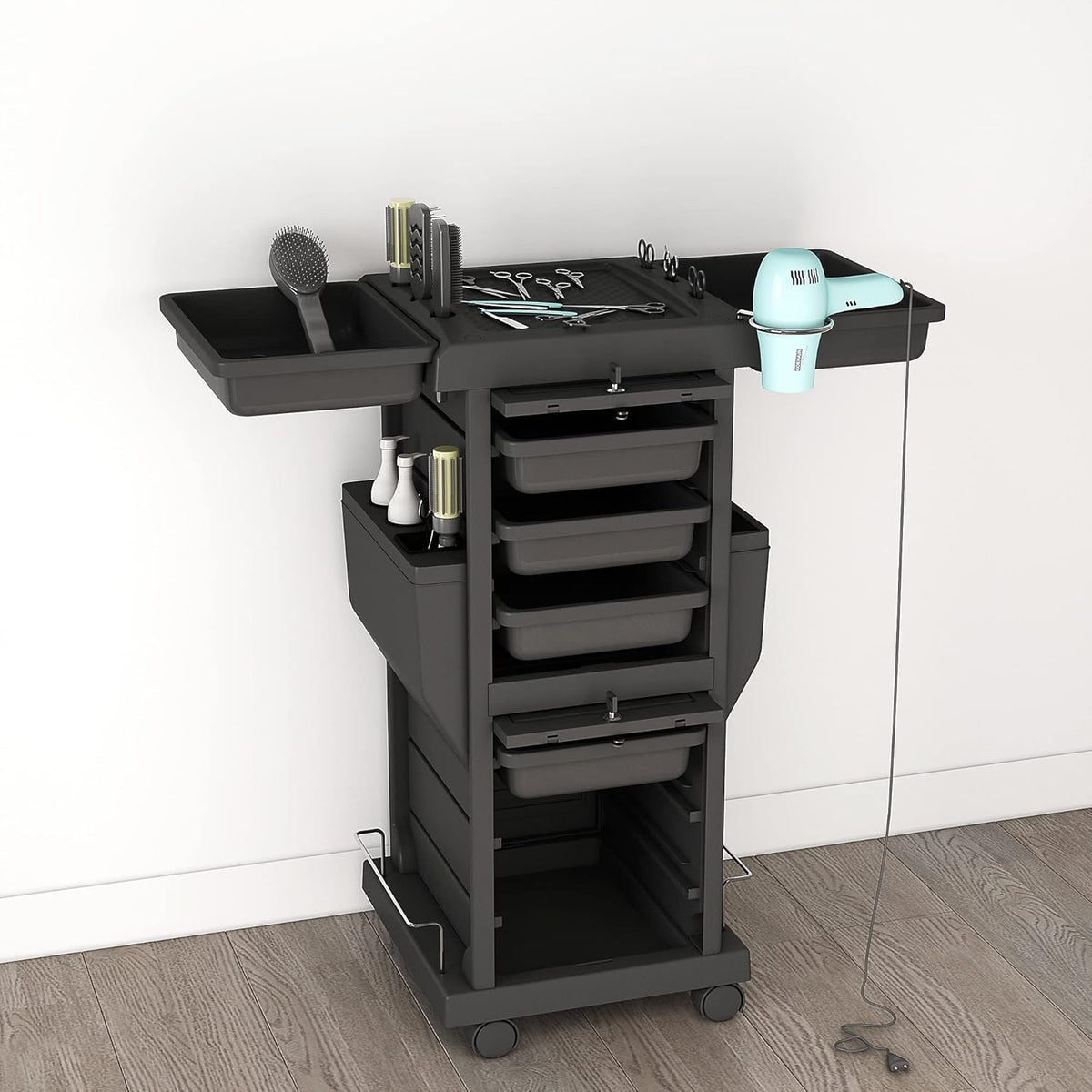 Locking Hair Salon Trolley Rolling Cart with 6 Drawer C458639
