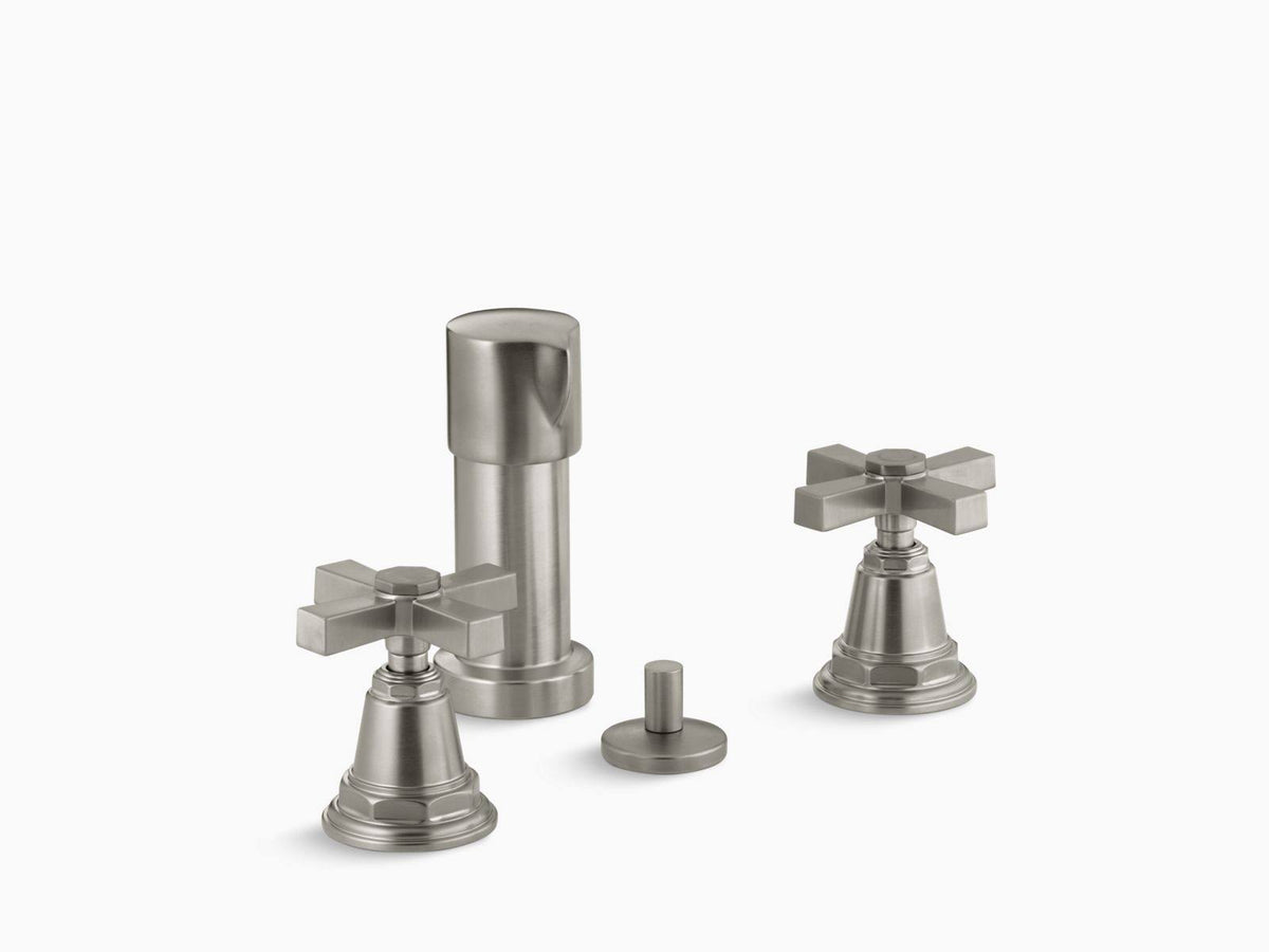 Vibrant Brushed Nickel Vertical Spray Bidet Faucet with Cross Handles G342964