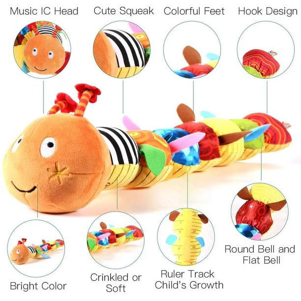 Multicolor Sensory Stuffed Animal Crinkle Toy with Bells and Rattles C745785