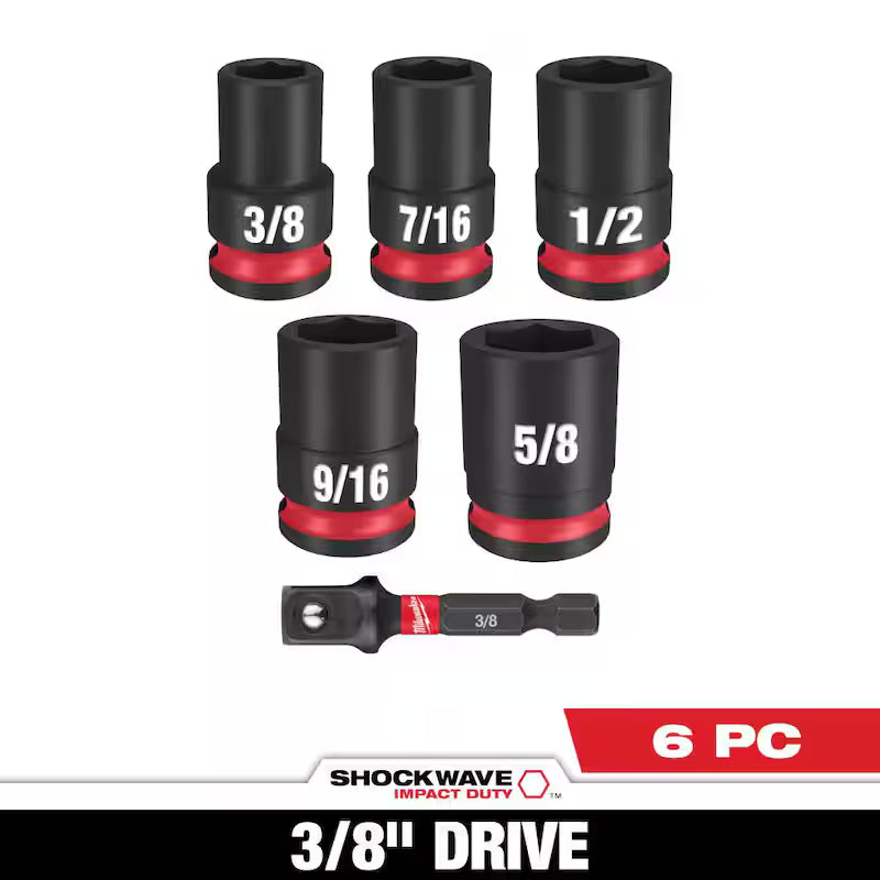 3/8 in. Drive SAE 6 Point Impact Socket Set (6-Piece) A9597