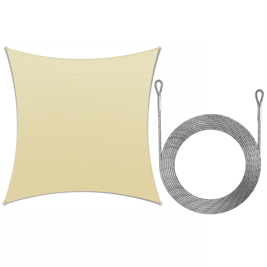 Beige 12' x 12' HDPE Mesh Sun Shade Sail Canopy B885