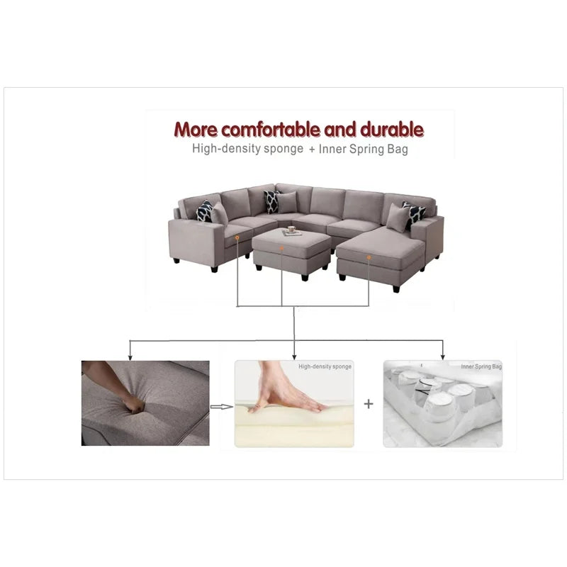 Fabric Reversible Sectional Sofa D807
