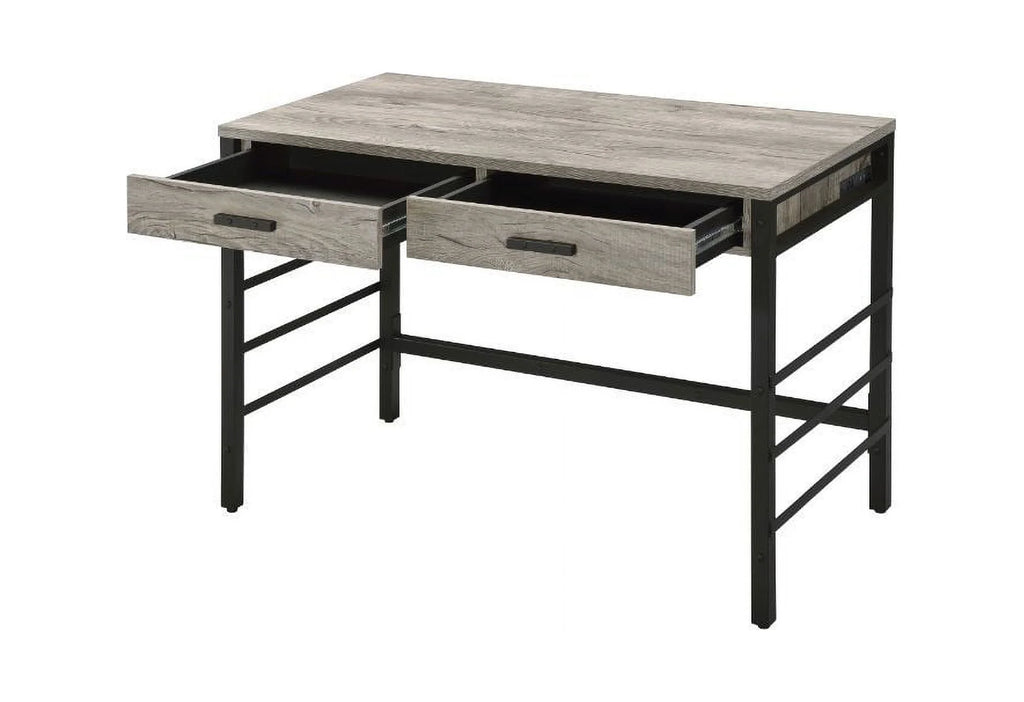 Light Weathered Oak Black Writing Desk S6031