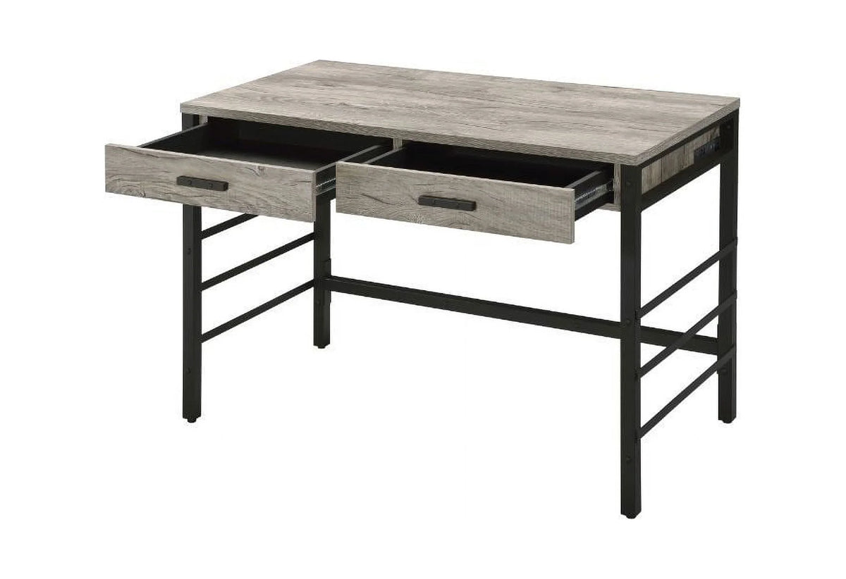 Light Weathered Oak Black Writing Desk S6031