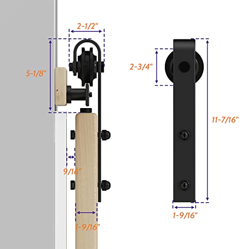 6FT Sliding Barn Door Hardware Kit Black S8358