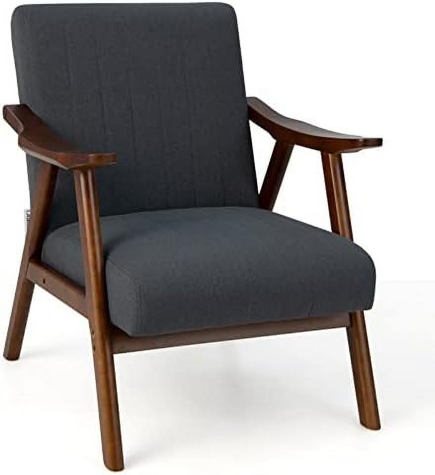 Mid-Century Modern Accent Chair Set of 2 Upholstered Lounge Chair with Arms Wooden Frame T6879