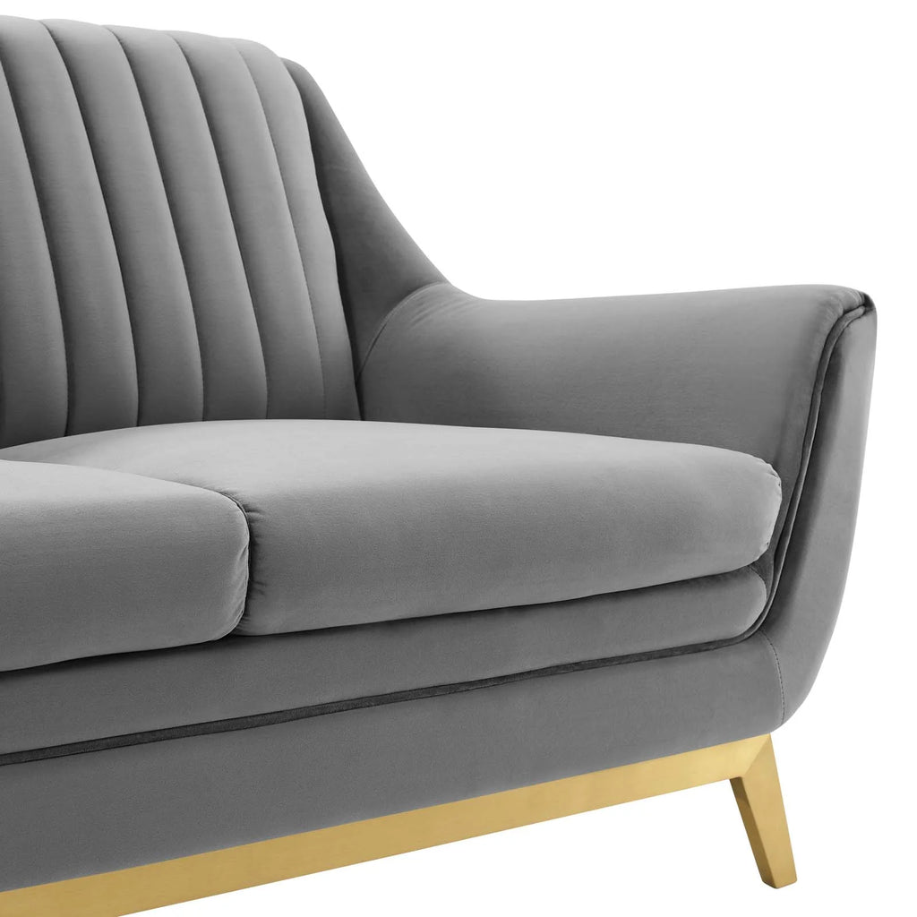 Gray Channel Tufted Performance Velvet Loveseat C9905
