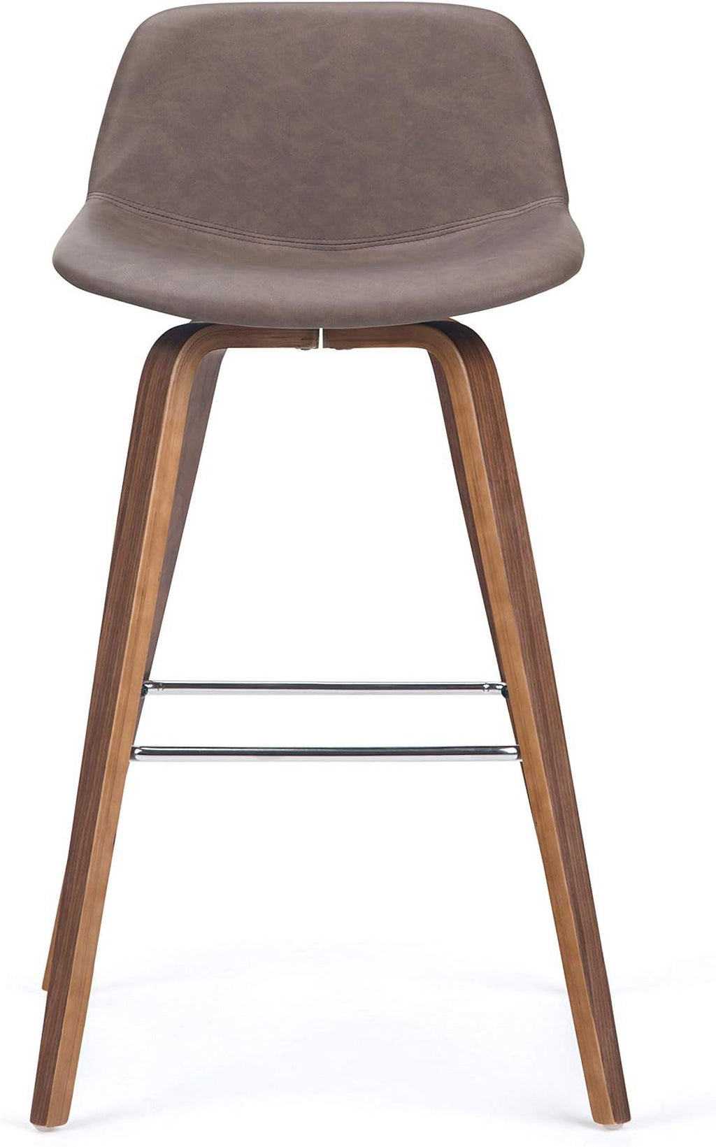 Distressed Chocolate Brown Vegan Faux Leather Bentwood Counter Height Stool Set Of 2 S8598