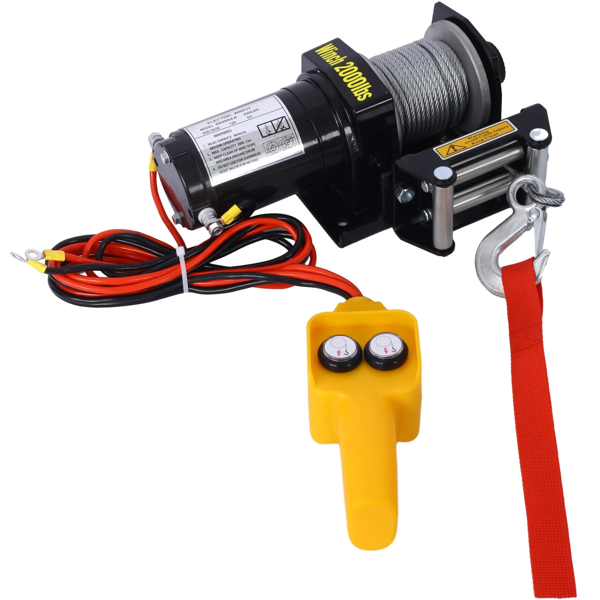 2000lb 12V Electric Winch with Steel Cable E36021