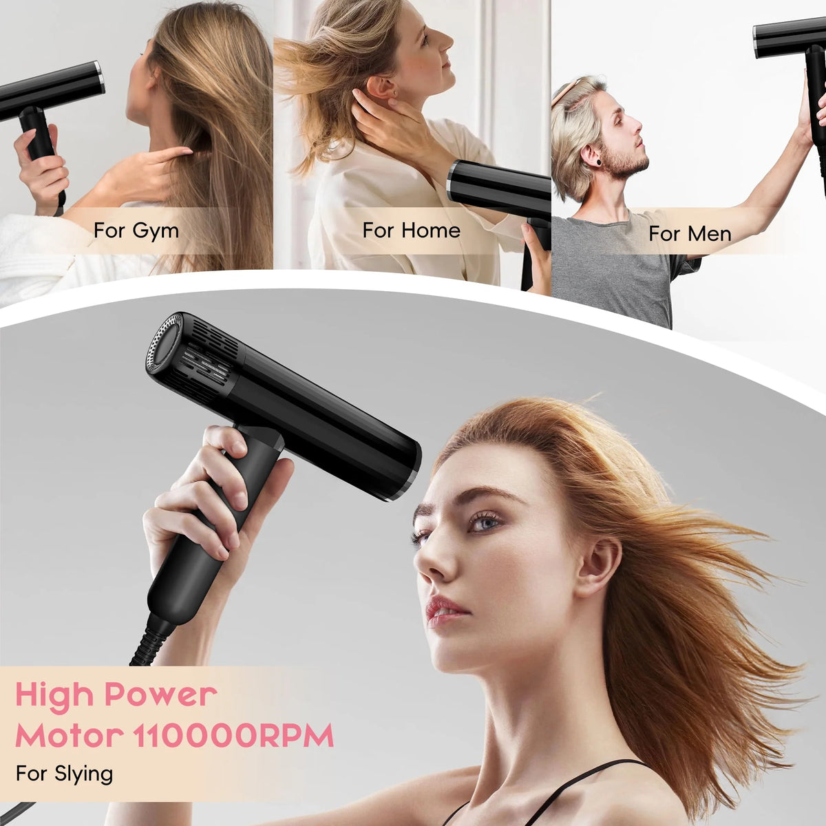 Black 1600W High-Speed Ionic Hair Dryer T20571