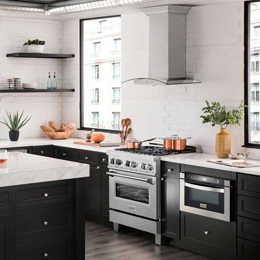 30x22 Wall Mount Range Hood in DuraSnow Stainless Steel & Glass O267012