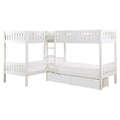 White Wood Corner Bunk Bed with Storage Boxes U9211
