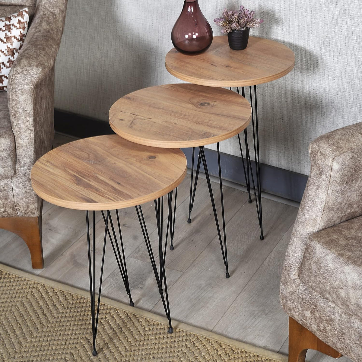 Set of 3 High Gloss Nesting End Tables Y121