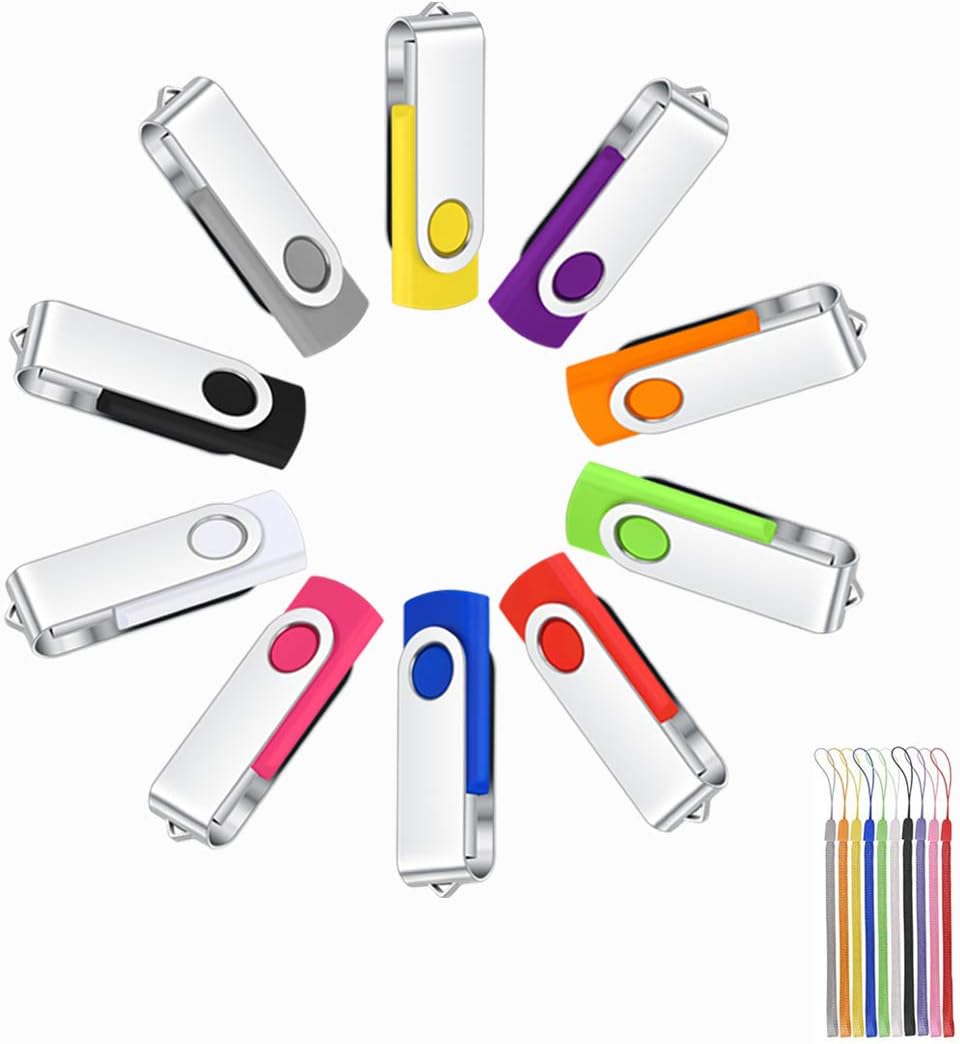 50 Pack 8GB USB 2.0 Flash Drives with LED Indicator and Lanyards F32840