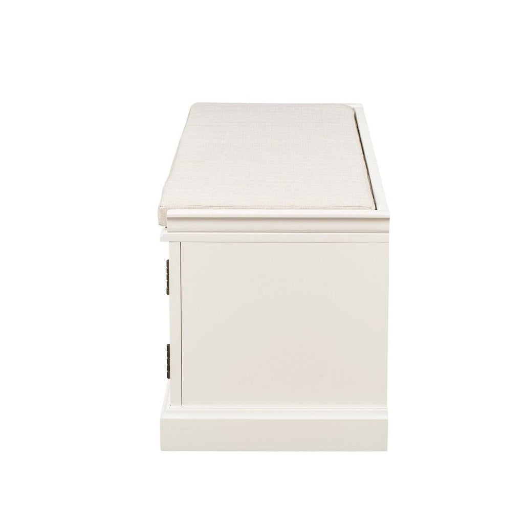 White Storage Bench with 2 Drawers and 2 Cabinets J3556