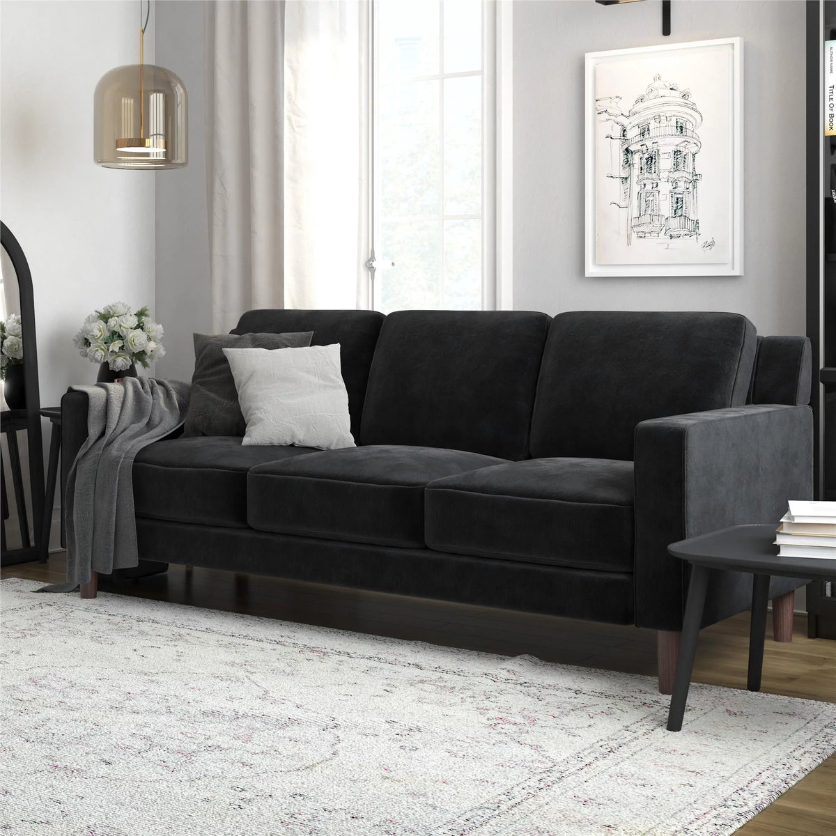 Green Velvet 3 Seater Sofa R81639