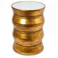 Antique Gold Iron Drum End Table with Glass Top U61421