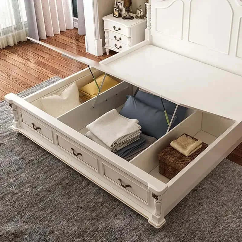 Wooden Bed with Storage and Bedside Tables L14002