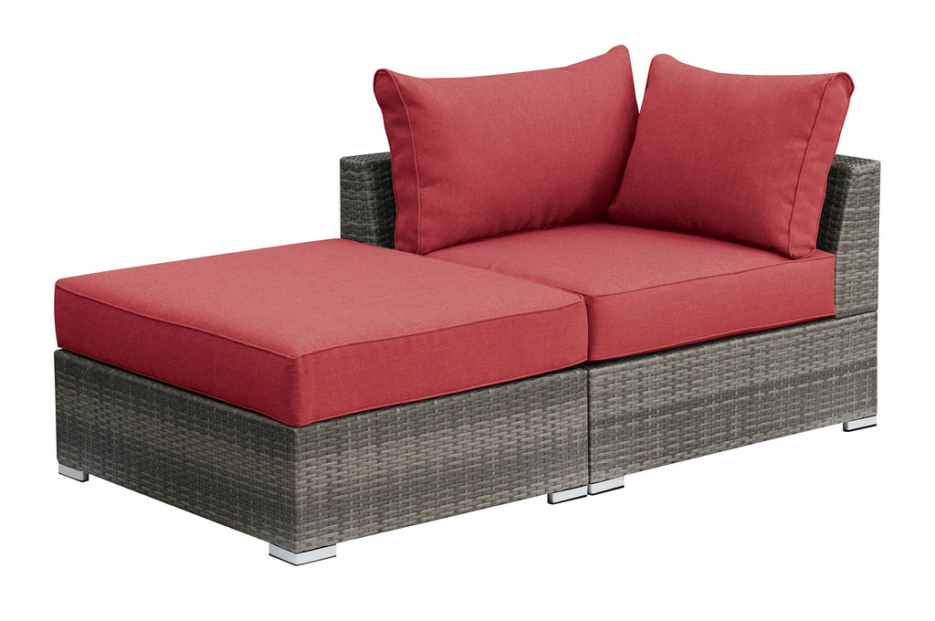 Red Resin Wood Modular Sofa Set 2pc H9585