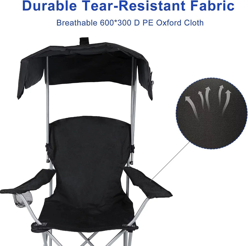 Black Canopy Lounge Chair with Cup Holder E446393