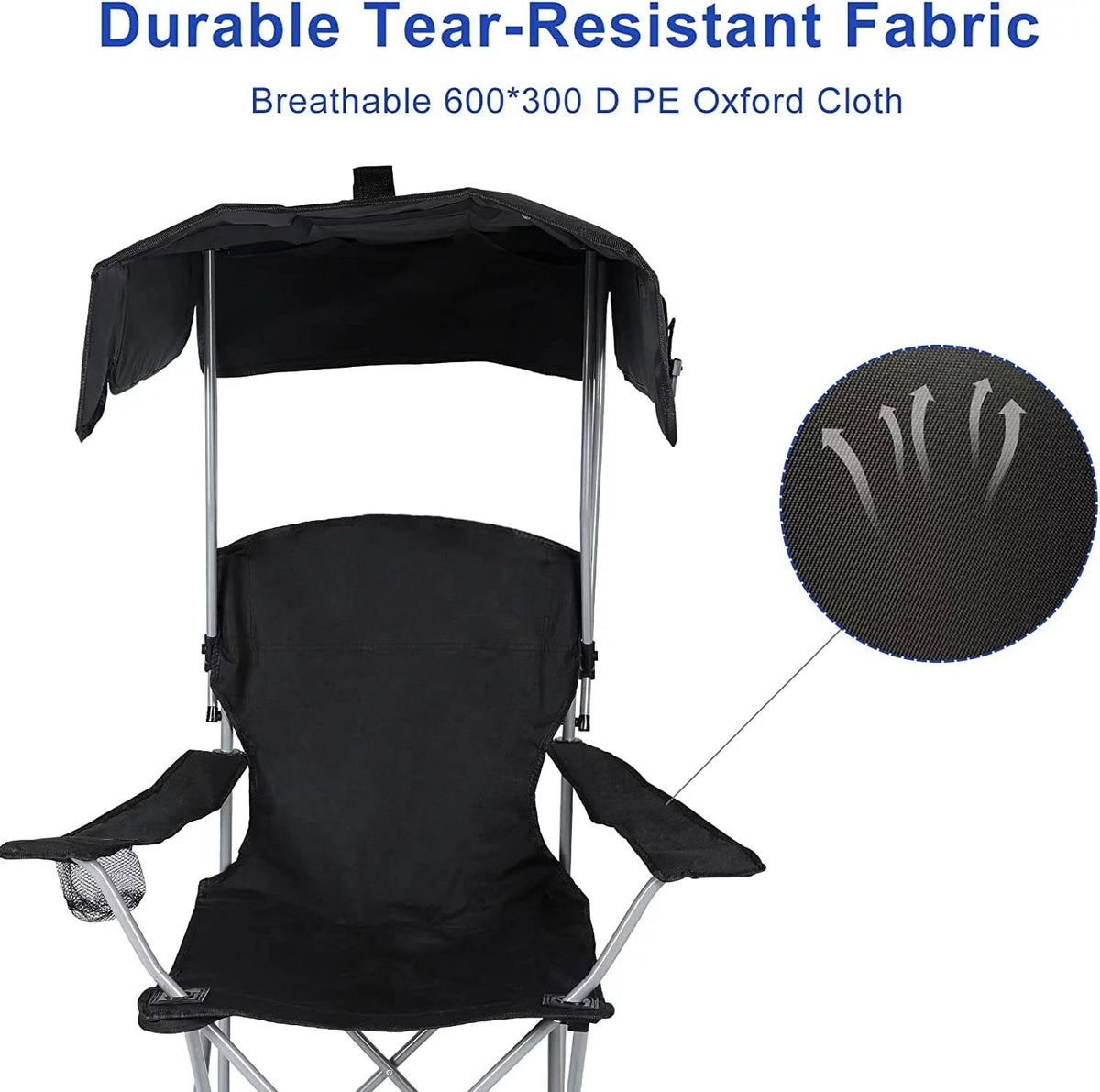 Black Canopy Lounge Chair with Cup Holder E446393