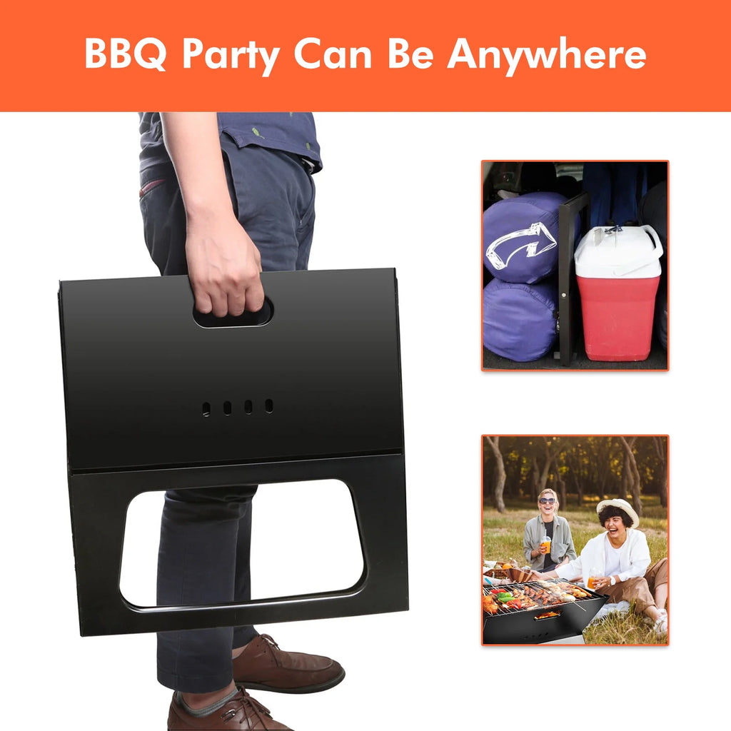 Foldable Charcoal Stainless Steel BBQ Grill V35557