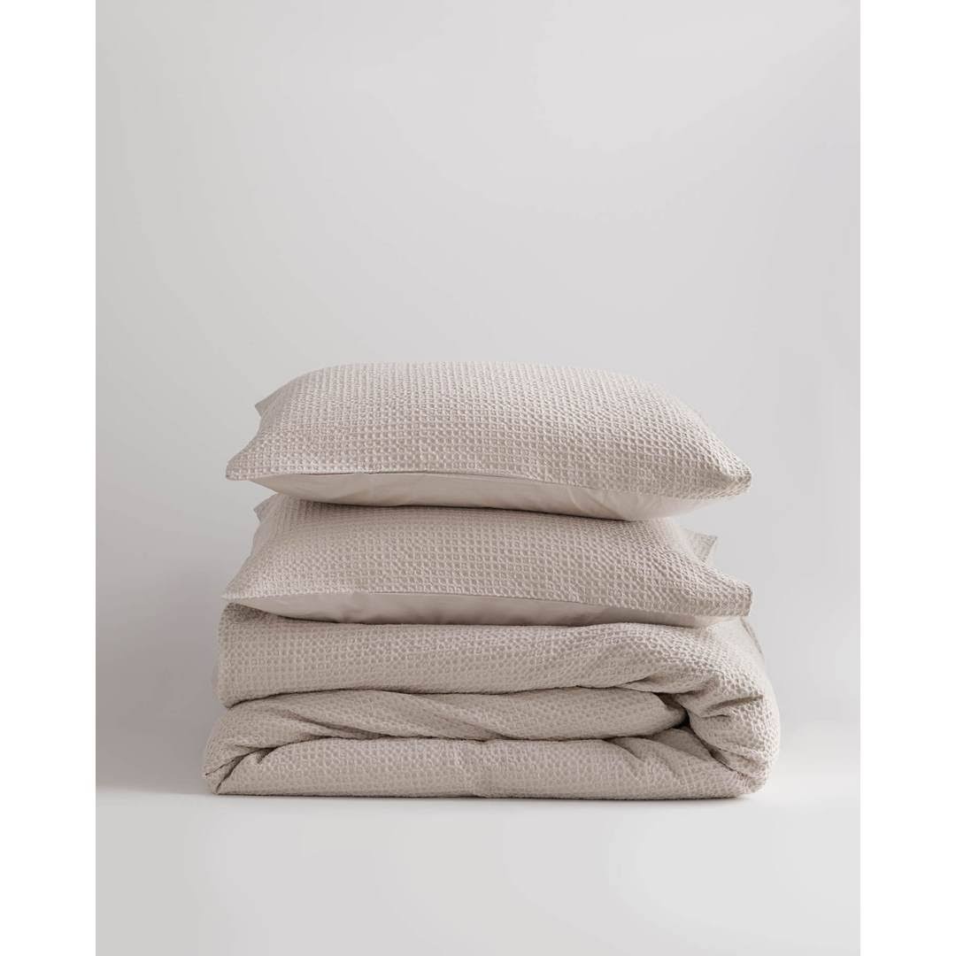 King/Cal King 100% Organic Cotton Waffle Duvet Cover Set Q8351