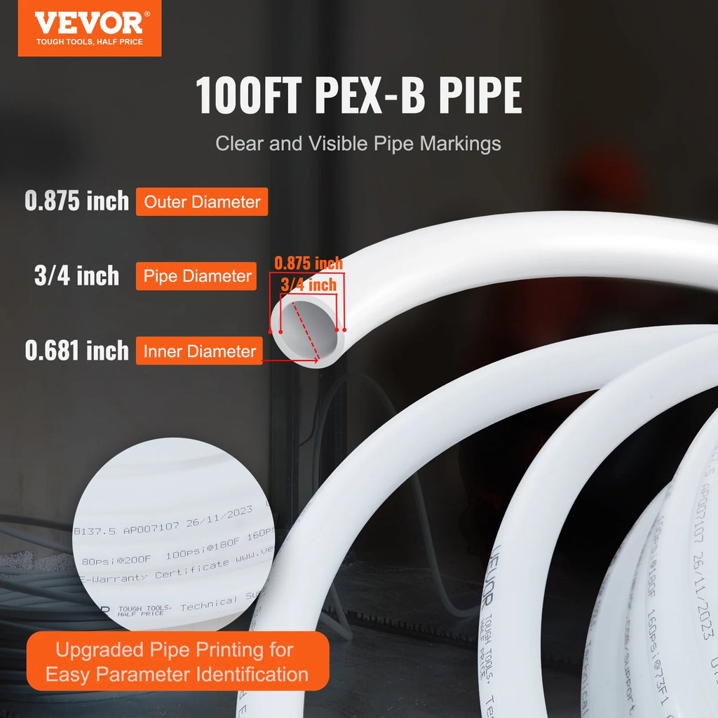 3/4” x 100ft White PEX-B Tubing with Pipe Cutter G322
