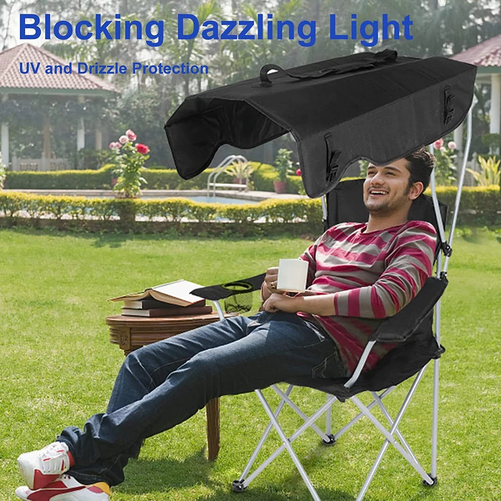Black Canopy Lounge Chair with Cup Holder E446393