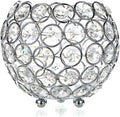 12cm Crystal Bowl Votive Candleholder Tea Light Candle Holders Candle Lanterns Decorative Candelabra Vase (Silver Tone) U595