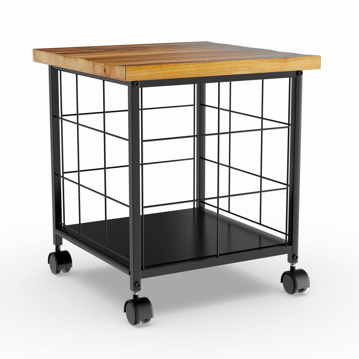 Grey Wood and Metal Rolling File Cabinet M723