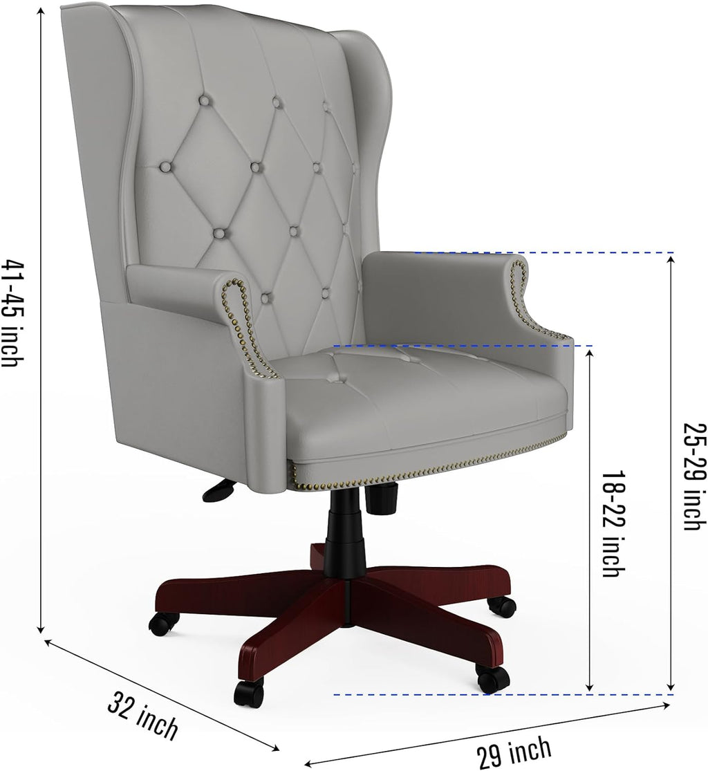 Gray High Back PU Leather Office Chair with Caster Wheels J283