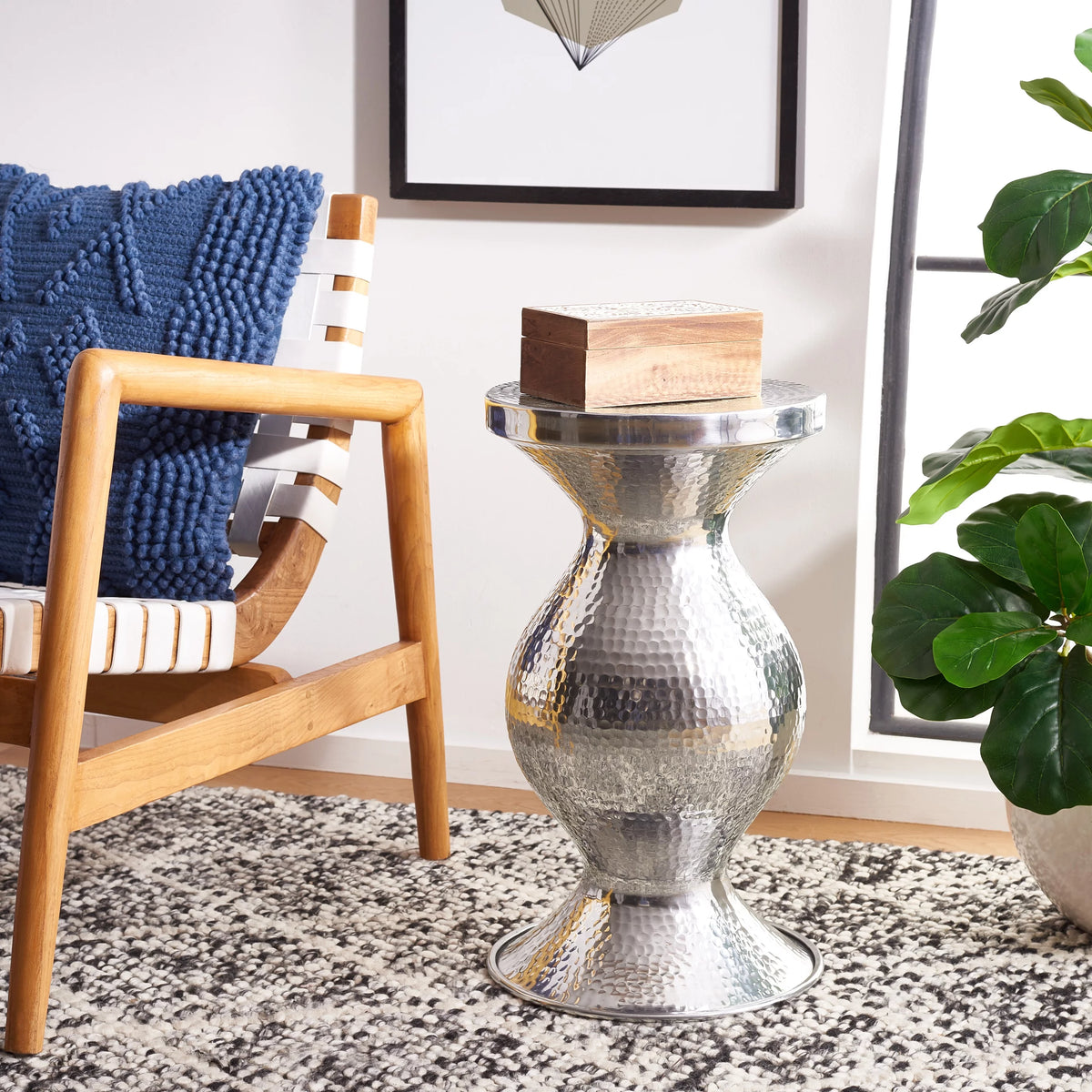 Small Hammered Aluminum Stool M794