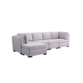 Light Gray Linen Fabric Reversible Sectional Sofa with Ottoman Z8501