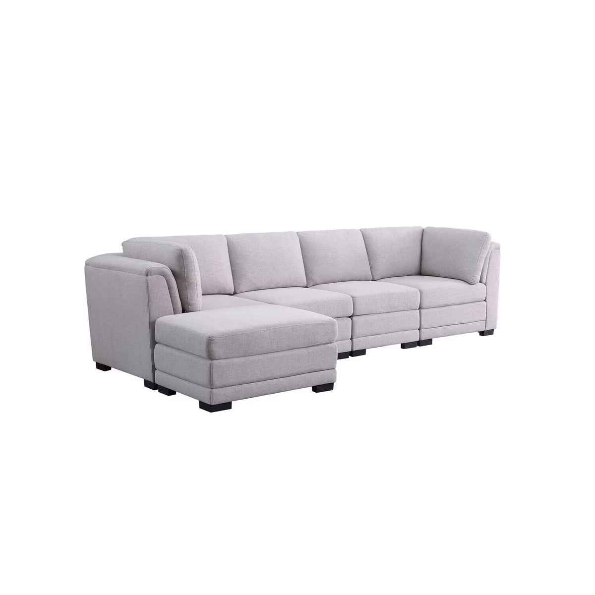 Light Gray Linen Fabric Reversible Sectional Sofa with Ottoman Z8501