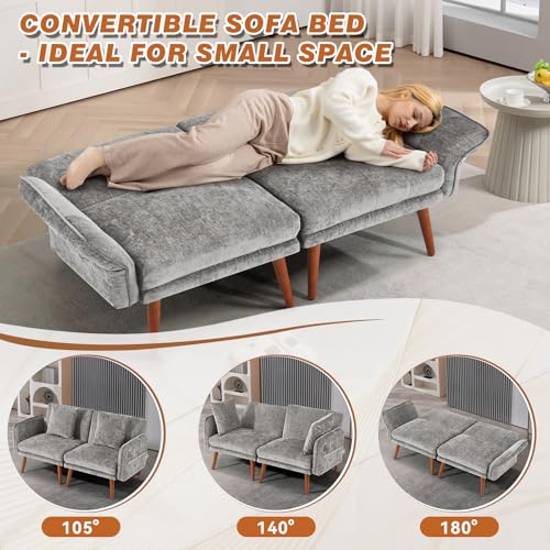 Grey Chenille 2 Seat Loveseat Sofa C6364