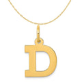 14K Yellow Gold Block Letter D Initial Pendant Charm with Rope Chain Necklace 16'' Q13161