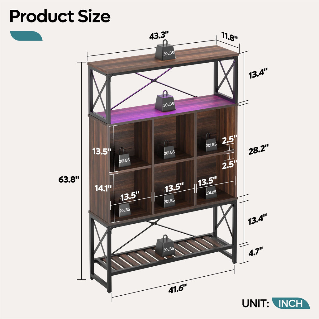5-Shelf Bookcase with LED Light Q2375