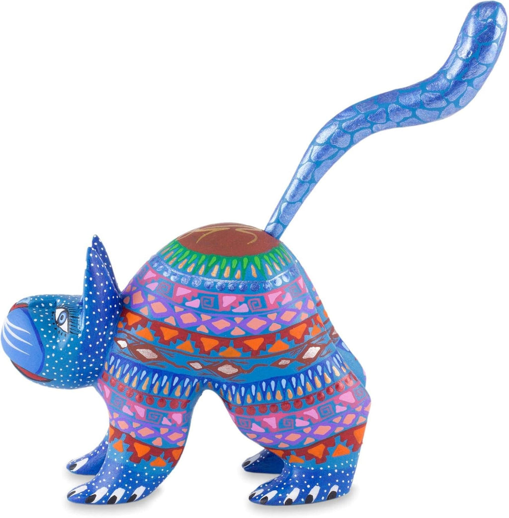 Blue Cat Alebrije Sculpture C787486