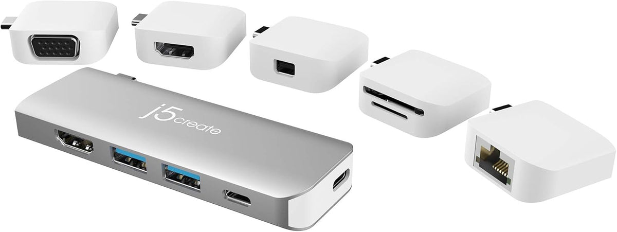 USB-C Multi-Display Modular Hub with HDMI, Mini DisplayPort, VGA, PD 100W, RJ-45 Ethernet, USB-A, USB Type-C, SD Card Reader Q7424