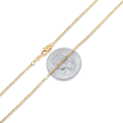 1.5mm 24k Yellow Gold Plated Flat Mariner Chain Necklace, 30 inches E3966