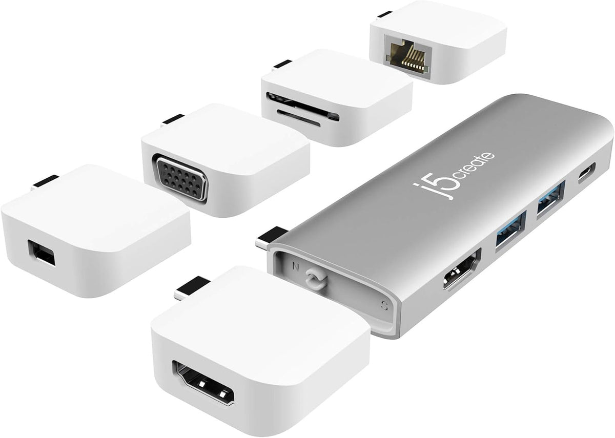 USB-C Multi-Display Modular Hub with HDMI, Mini DisplayPort, VGA, PD 100W, RJ-45 Ethernet, USB-A, USB Type-C, SD Card Reader Q7424