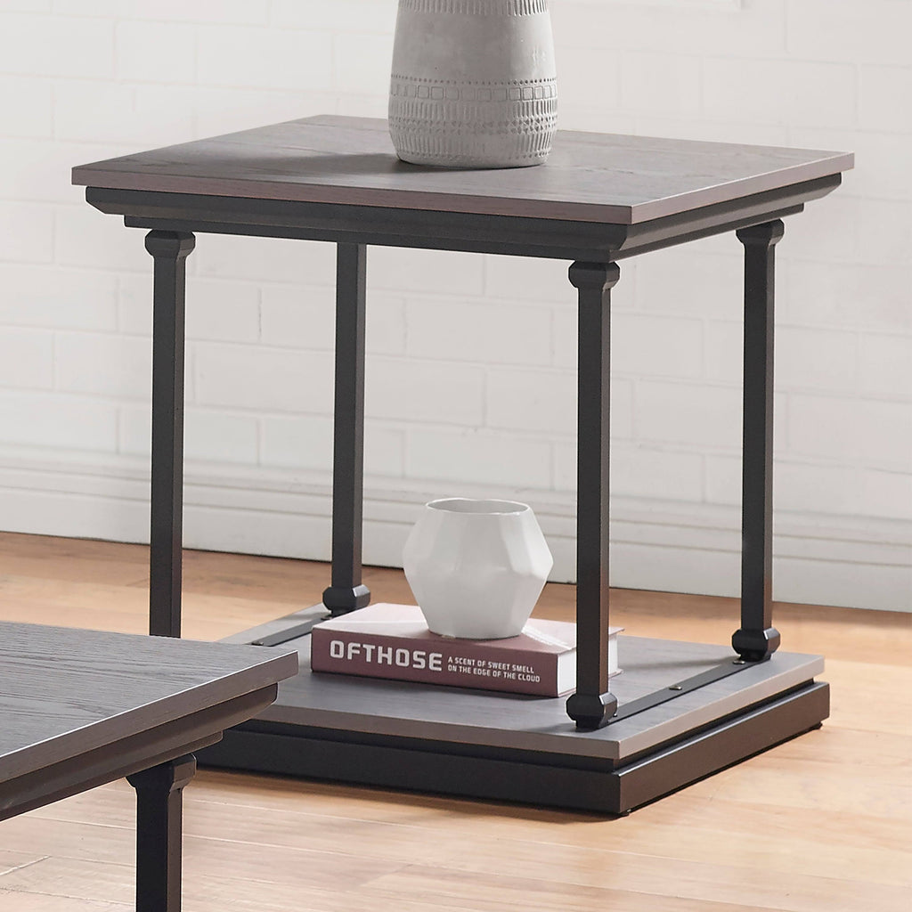 Antique Gray/Black Shelf Base End Table Z78750