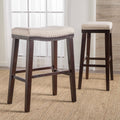 Beige Saddle Shaped Studded Rim Stool (Set of 2) K777853