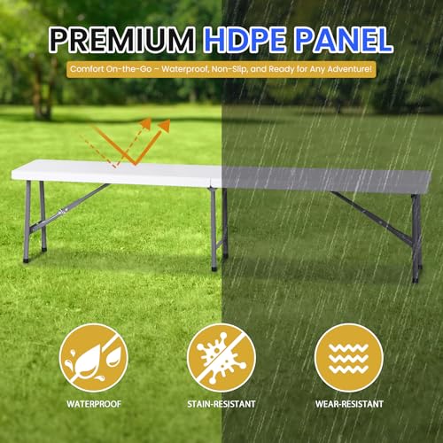 White 6ft Plastic Folding Bench H7373