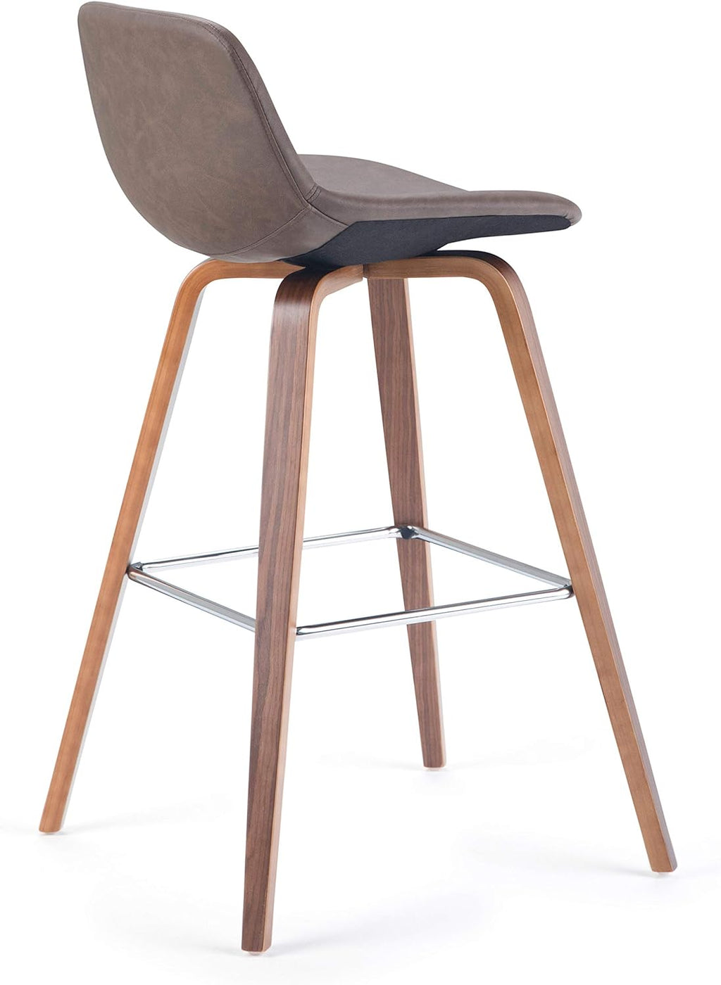 Distressed Chocolate Brown Vegan Faux Leather Bentwood Counter Height Stool Set Of 2 S8598
