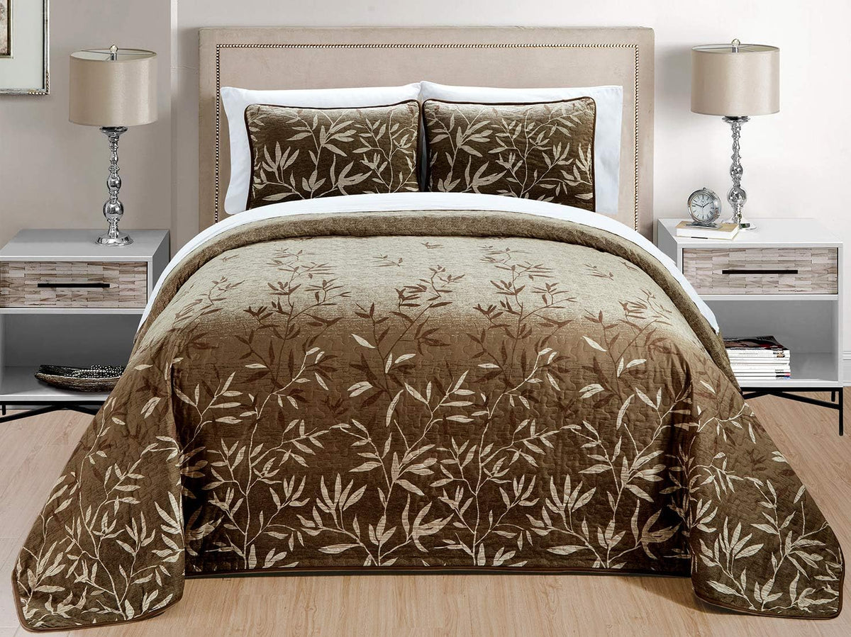 3-Piece Oversize Quilt Set Reversible Bedspread Coverlet Cal King Size N96909