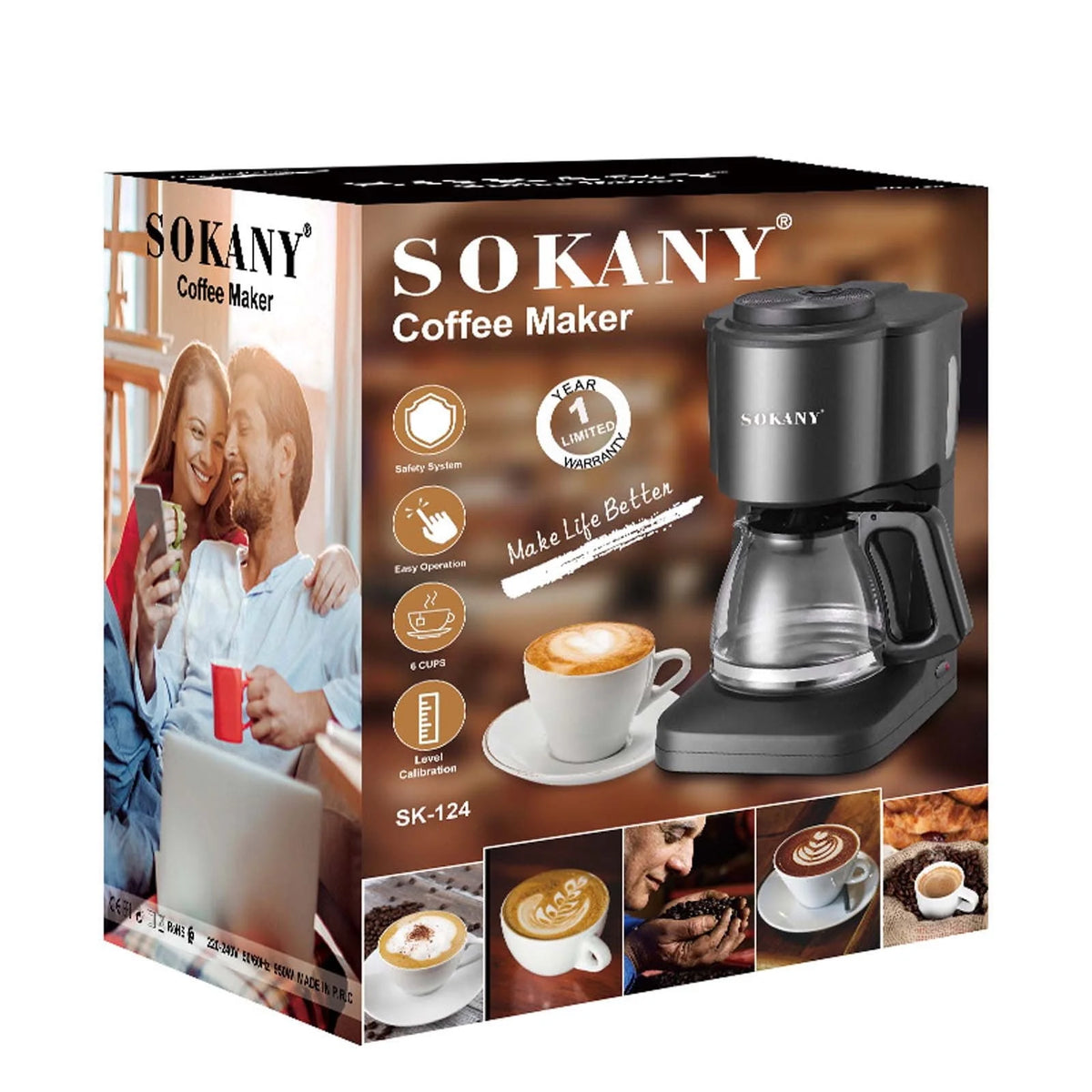 Compact Coffee Maker with Reusable Filter and Coffee Pot N857