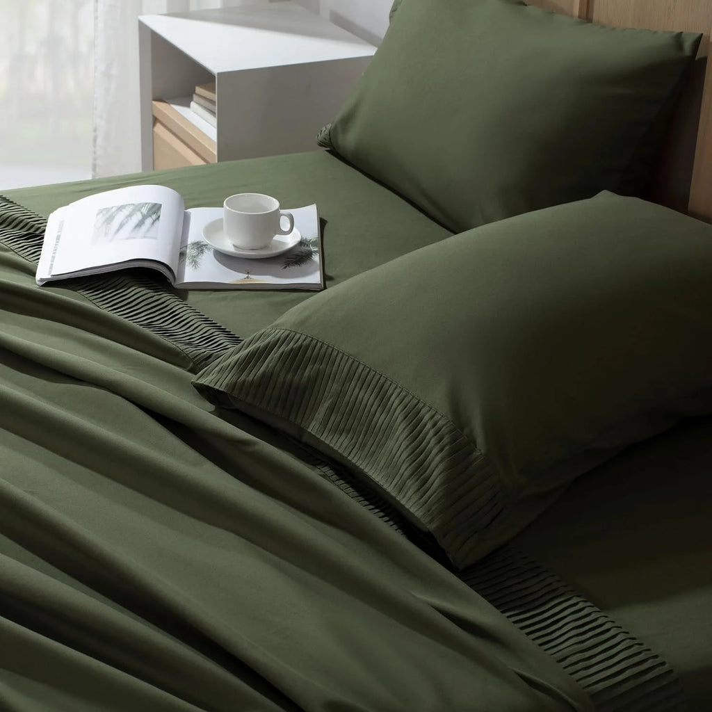 Emerald Green Microfiber Sheet Set California King 4 Pieces Deep Pocket S305